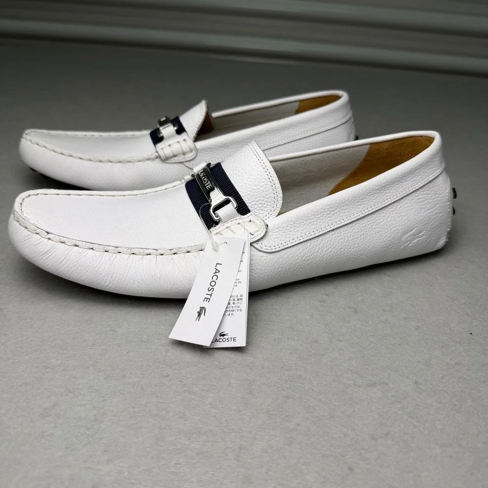 Lacoste Ansted 319 White Leather Driving Loafers Mens Size 13 NWT 7-38CMA0084042